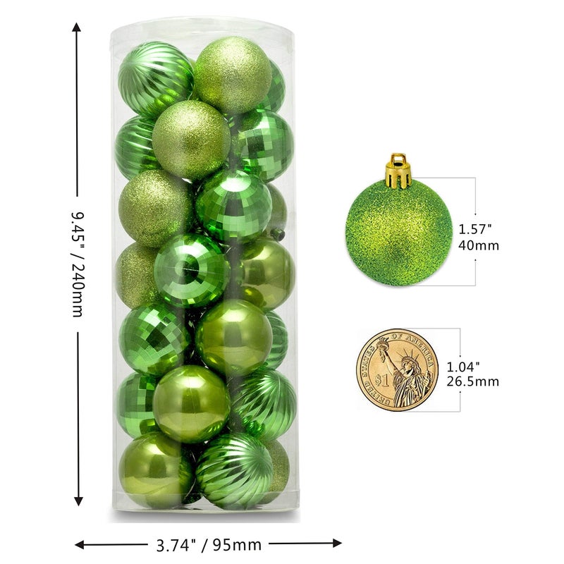 AUXO-FUN Small Size 28ct shatterproof Christmas Ball Ornaments in 4 Classic finishes for Christmas Tree Decoration (Lime Green, 1.57â€œ Mini Size) - Image 3